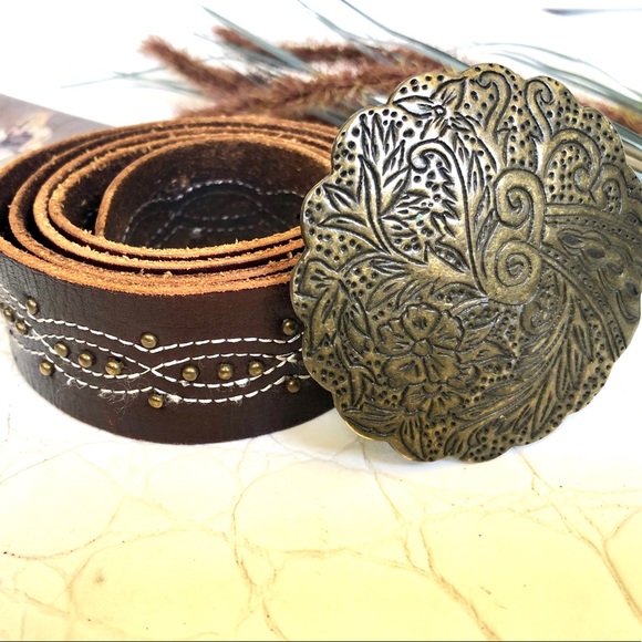 Columbia Boho Style Brown Leather Belt - Picture 3 of 7